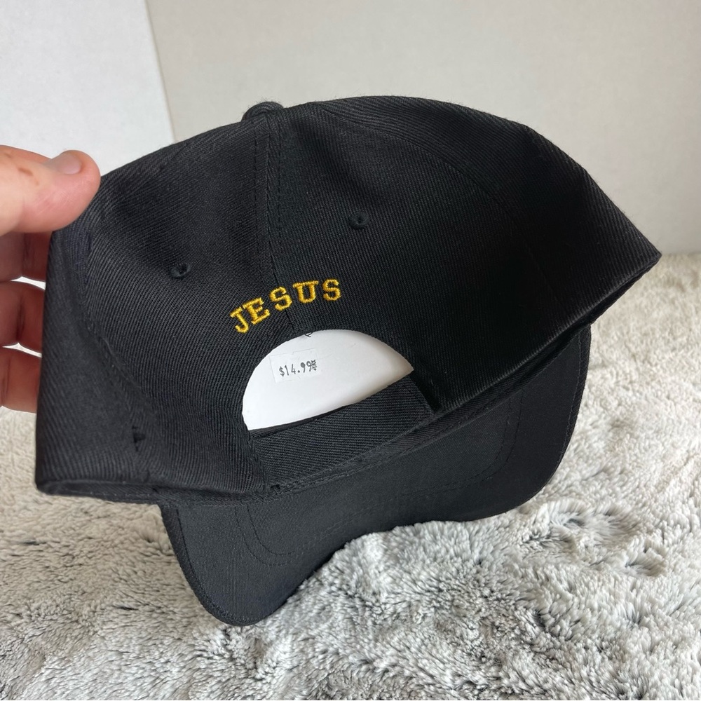 Black 'Jesus U' Embroidered Baseball Cap - Picture 3 of 6